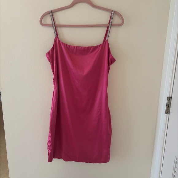 Pink Mini Dress with Sparkly Straps, size large - Picture 1 of 7